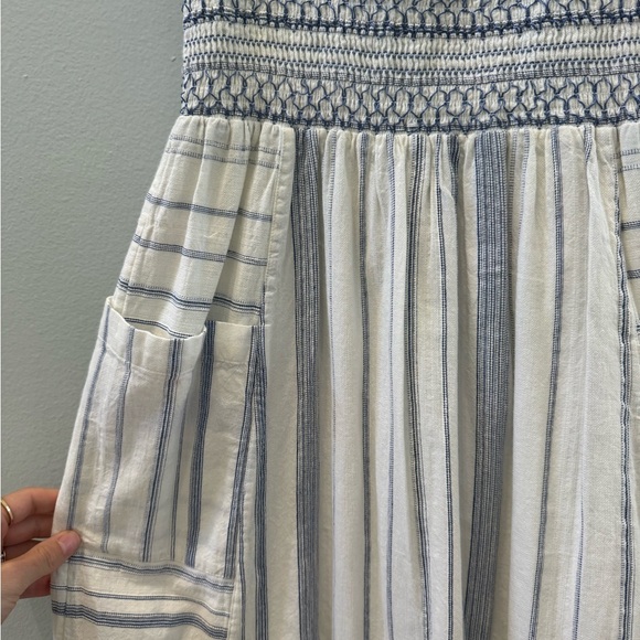 Fat Face Blue and White Smocked Dress - Picture 3 of 5